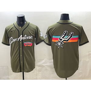 San Antonio Spurs Olive Baseball Logo Vapor Limited Men Jersey