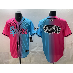 San Antonio Spurs Pink Blue Baseball Vapor Limited Men Jersey 1