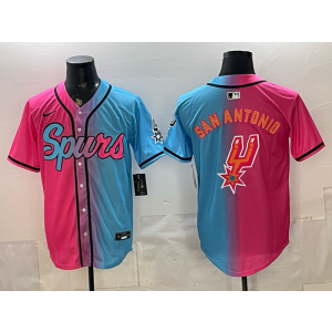 San Antonio Spurs Pink Blue Split Baseball Vapor Limited Men Jersey 2