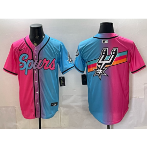 San Antonio Spurs Pink Blue Split Baseball Vapor Limited Men Jersey