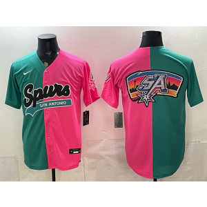 San Antonio Spurs Pink Green Split Baseball Vapor Limited Men Jersey 1