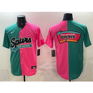 San Antonio Spurs Pink Green Split Baseball Vapor Limited Men Jersey 2