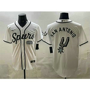 San Antonio Spurs Team Big Logo White Baseball Vapor Limited Men Jersey San Antonio Spurs Team Big Logo White Baseball Vapor Limited Men Jersey