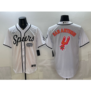 San Antonio Spurs White Baseball Logo Vapor Limited Men Jersey