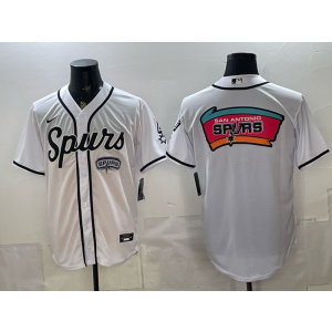 San Antonio Spurs White Baseball Logo Vapor Limited Men Jersey 1