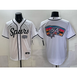 San Antonio Spurs White Baseball Logo Vapor Limited Men Jersey