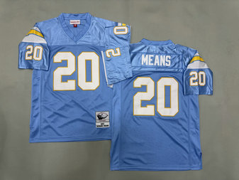 San Diego Chargers #20 MEANS Light Blue Throwback Jersey