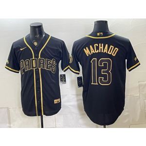 San Diego Padres 13 Machado Black Gold Men Jersey