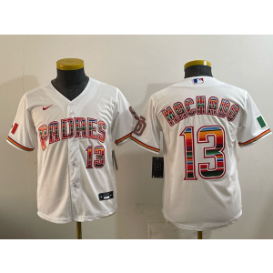 San Diego Padres 13 Machado White Mexico Cool Base Youth Jersey