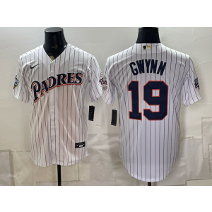 San Diego Padres 19 Gwynn White Men Jersey