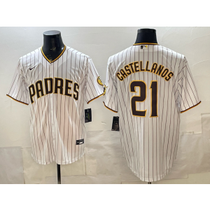 San Diego Padres 21 Castellanos White Cool Base Men Jersey