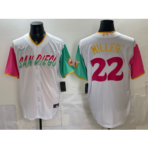 San Diego Padres 22 Miller White Pink City Cool Base Men Jersey