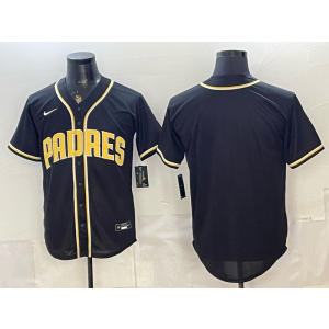 San Diego Padres Blank Black Gold Cool Base Men Jersey