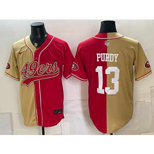 San Francisco 49ers 13 Purdy Red Gold Split Baseball Vapor Limited Men Jersey
