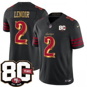San Francisco 49ers 2 Deommodore Lenoir Black Rivalries F.U.S.E. Vapor Limited Men Jersey with 80th Anniversary Patch