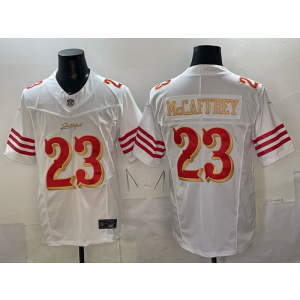 San Francisco 49ers 23 McCaffrey White Gold Rivalries F.U.S.E. Vapor Limited Men Jersey