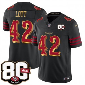 San Francisco 49ers 42 Ronnie Lott Black Rivalries F.U.S.E. Vapor Limited Men Jersey with 80th Anniversary Patch