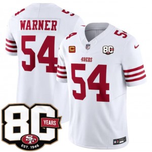 San Francisco 49ers 54 Fred Warner White 2026 F.U.S.E. Vapor Limited Men Jersey with 80th Anniversary & 4-Star C Patch