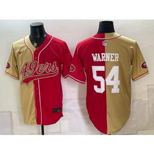 San Francisco 49ers 54 Warner Red Gold Split Baseball Vapor Limited Men Jersey