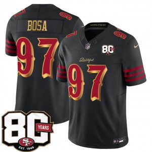 San Francisco 49ers 97 Nick Bosa Black Rivalries F.U.S.E. Vapor Limited Men Jersey with 80th Anniversary Patch