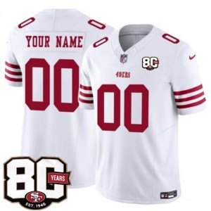 San Francisco 49ers Customized White 2026 F.U.S.E. Vapor Limited Men Jersey with 80th Anniversary Patch