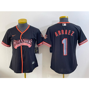 San Francisco Giants 1 Arraez Black 2026 Alternate Cool Base Women Jersey San Francisco Giants 1 Arraez Black 2026 Alternate Cool Base Women Jersey