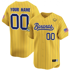 Savannah Bananas stripe Yellow Customized Baseball Men Jersey