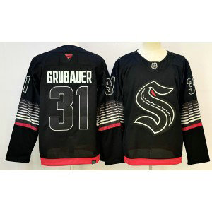 Seattle Kraken 31 Grubauer Black New Men Jersey