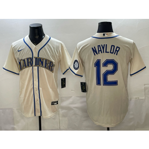 Seattle Mariners 12 Naylor Cream Cool Base Men Jersey