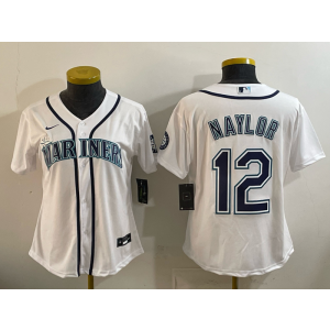 Seattle Mariners 12 Naylor White Cool Base Youth Jersey