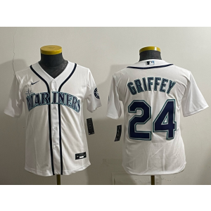 Seattle Mariners 24 Ken Griffey White Cool Base Youth Jersey Seattle Mariners 24 Ken Griffey White Cool Base Youth Jersey
