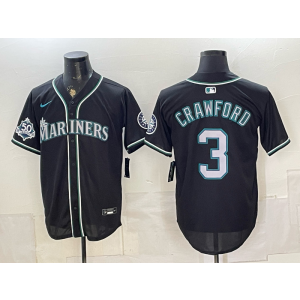 Seattle Mariners 3 Crawford Black 50th Anniversary Men Jersey