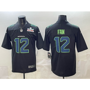 Seattle Seahawks 12 Fan Black 2026 Super Bowl LX Vapor Limited Men Jersey