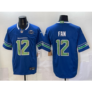 Seattle Seahawks 12 Fan Blue F.U.S.E. Vapor Limited Men Jersey with 50th Patch