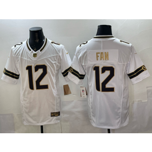 Seattle Seahawks 12 Fan White Gold F.U.S.E. Vapor Limited Men Jersey