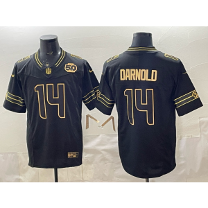 Seattle Seahawks 14 Darnold Black Gold F.U.S.E. Vapor Limited Men Jersey with 50th Patch