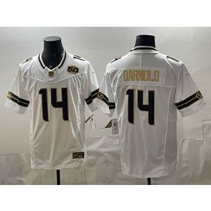 Seattle Seahawks 14 Darnold White Gold F.U.S.E. Vapor Limited Men Jersey with 50th Patch