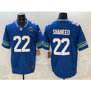 Seattle Seahawks 22 Shaheed Blue F.U.S.E. Vapor Limited Men Jersey with 50th Patch