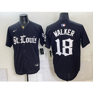 St.Louis Cardinals 18 Walker Black Black Gothic Men Jersey