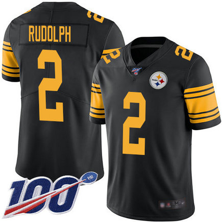 Steelers #2 Mason Rudolph Black Men's Stitched Football Limited Rush 100th Season Jersey