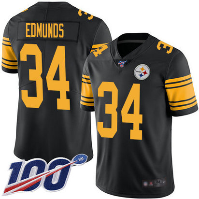Steelers #34 Terrell Edmunds Black Men's Stitched Football Limited Rush 100th Season Jersey