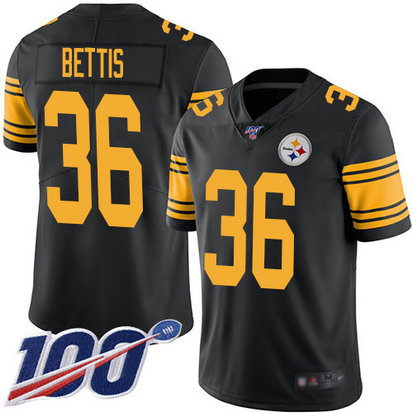 Steelers #36 Jerome Bettis Black Men's Stitched Football Limited Rush 100th Season Jersey
