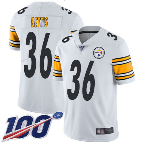 Steelers #36 Jerome Bettis White Men's Stitched Football 100th Season Vapor Limited Jersey