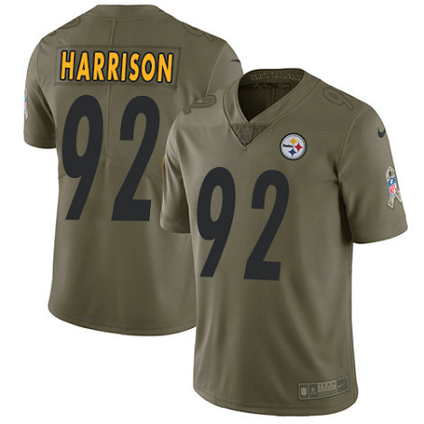 Steelers #92 James Harrison Olive Men's Stitched Football Limited 2017 Salute to Service Jersey