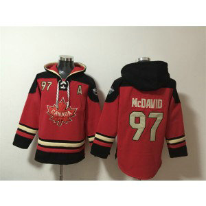 Team Canada 97 Connor McDavid Red Black Ageless Must-Have Lace-Up Pullover Hoodie