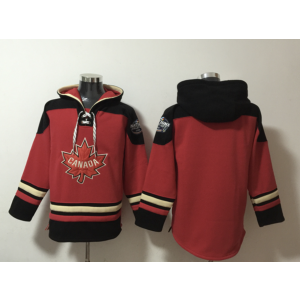 Team Canada Blank 2025 Red Black Ageless Must-Have Lace-Up Pullover Hoodie