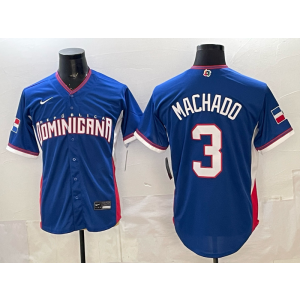 Team Dominican Republic Padres 3 Machado Blue 2026 World Cup Cool Base Men Jersey