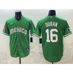 Team Mexico Boston Red Sox 16 Duran Green 2026 World Cup Cool Base Men Jersey