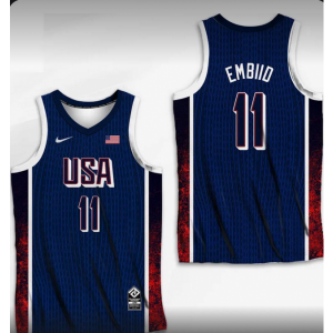 Team USA 11 EMBIID Blue Jersey