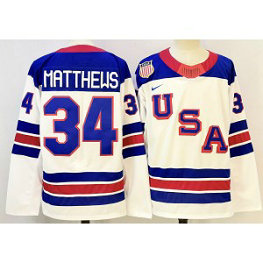 Team USA 34 Auston Matthews White New Men Jersey